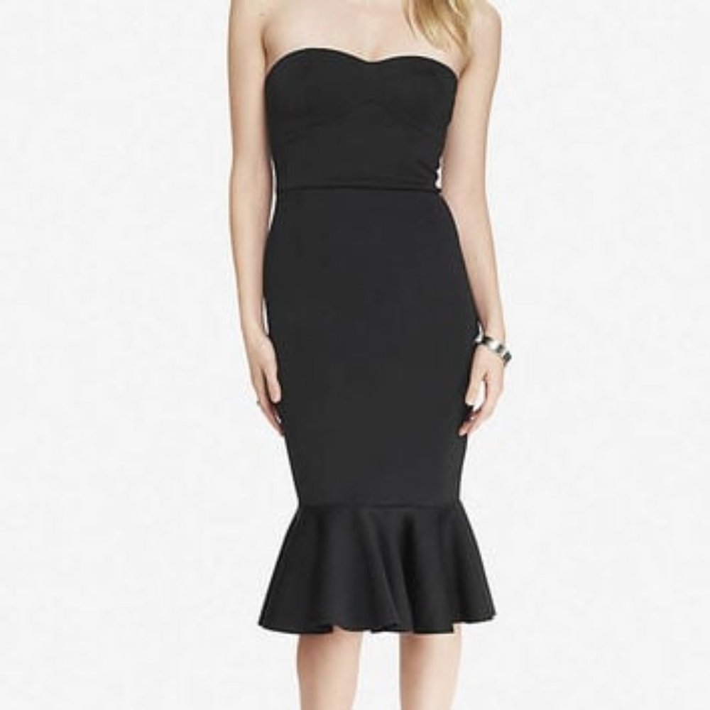 EXPRESS Black Strapless Scuba Dress